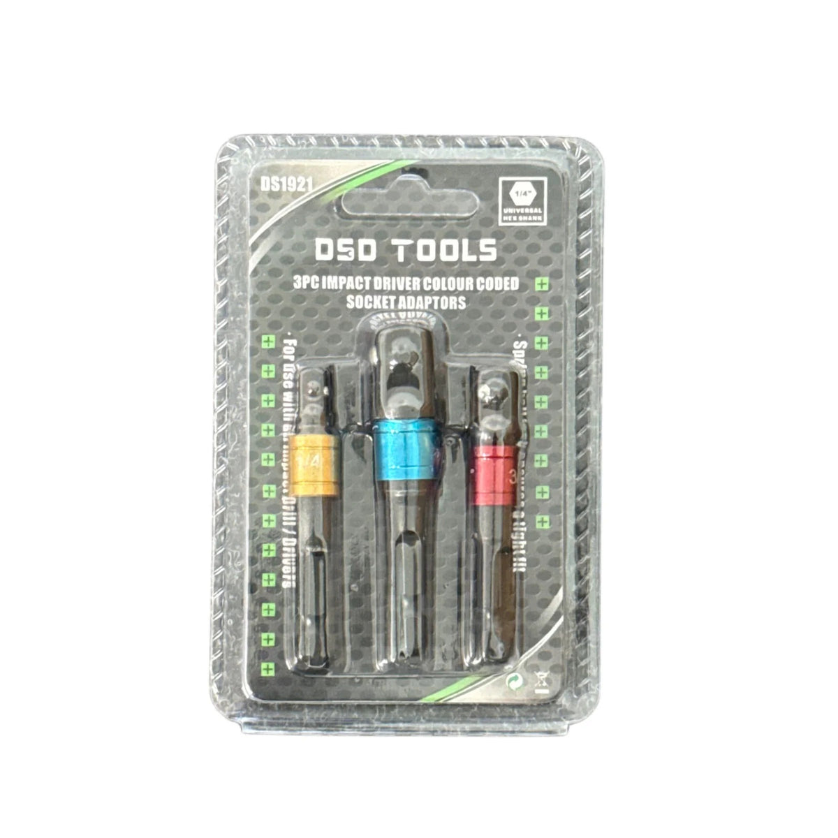 3PC IMPACT DRIVER COLOUR CODED SOCKET ADAPTORS DS1921