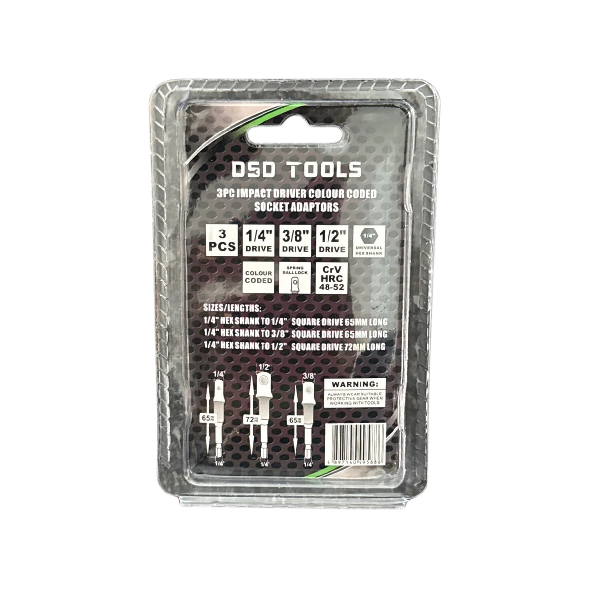 3PC IMPACT DRIVER COLOUR CODED SOCKET ADAPTORS DS1921