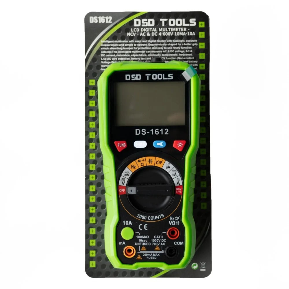 LCD DIGITAL MULTIMETER – NCV – AC &amp; DC 4-600V 10MA-10A DS1612
