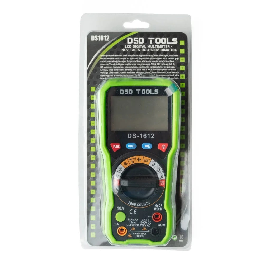 LCD DIGITAL MULTIMETER – NCV – AC &amp; DC 4-600V 10MA-10A DS1612