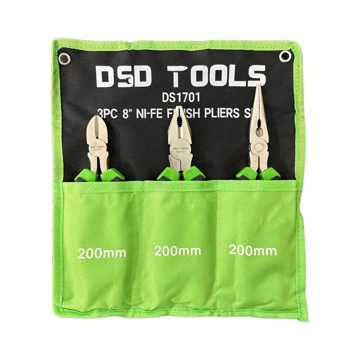 3PC 8″ NI-FE FINISH PLIERS SET DS1701