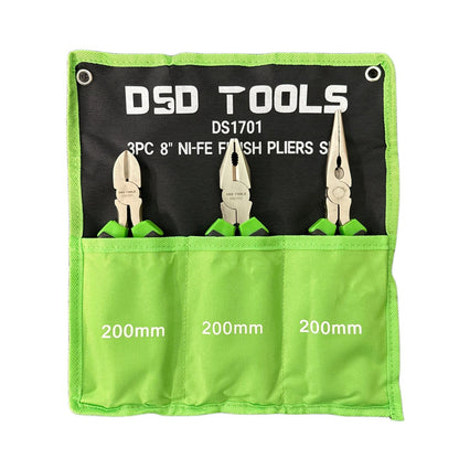 3PC 8″ NI-FE FINISH PLIERS SET DS1701