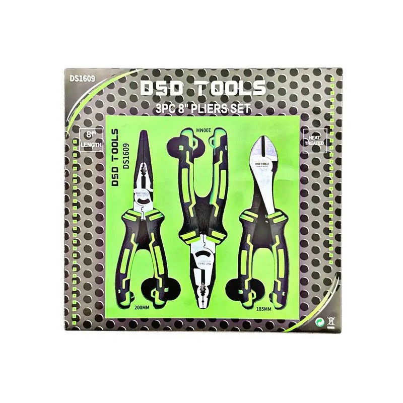 3PC HEAVY DUTY 8″ FINISH PLIERS SET DS1609