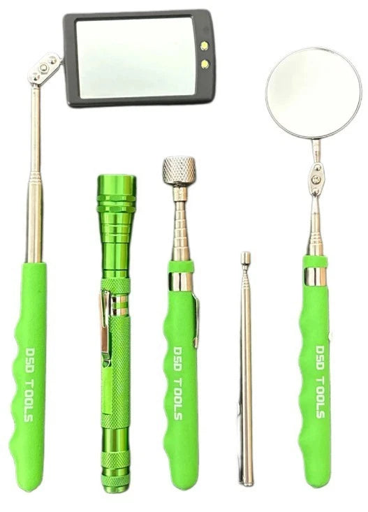 DSD TOOLS 5PC Magnetic Pick Up Tool Inspection Mirror &amp; LED Torch Set DS1554